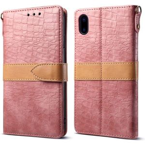 Splicing kleur krokodil textuur PU horizontale Flip lederen case voor iPhone XS Max  met portemonnee & houder & kaartsleuven & Lanyard (roze)