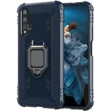 Voor Huawei Honor 20 / 20S / Nova 5T Carbon Fiber Beschermhoes met 360 graden roterende ringhouder(blauw)