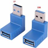 2 PCS L-vormige USB 3.0 man tot vrouw 90 graden hoek plug extensie connector converter adapter (blauw)