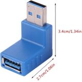 2 PCS L-vormige USB 3.0 man tot vrouw 90 graden hoek plug extensie connector converter adapter (blauw)