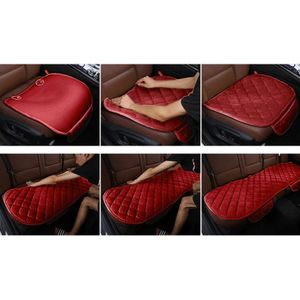 3 stuks / Set luxe warme Car Seat Cover kussen universele Front achterbank Covers antislip-stoel Pad warme auto matten geen terug pluche Cushion(Red)