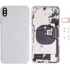 Batterij achterklep montage (met Zijknop & luidspreker & motor & camera lens & kaart lade & aan/uit-knop + volume knop + Oplaadpoort + signaal Flex-kabel & draadloze oplaad module) voor iPhone XS Max (wit)