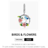 S925 Sterling Silver Birds Bloemen Hanger DIY Bracelet Ketting Accessoires