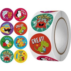 2 Stks Kleuterschool Kinderen Cartoon Dier Stickers Gift Verpakking Zak Afdichtingstickers  Grootte: 25mm 500 / Rollen (C90)