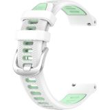 Voor Amazfit GTR 3 22 mm kruistextuur twee kleuren siliconen stalen gesp horlogeband (wit + groenblauw)