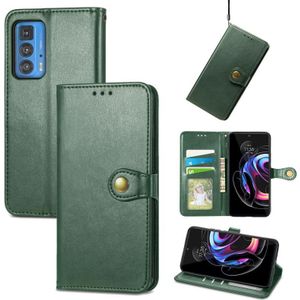 Voor Motorola Edge 20 Pro Solid Color Leather Buckle Case met Lanyard & Photo Frame & Card Slot & Wallet & Stand-functie