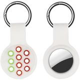 Dual-color schokbestendig siliconen beschermhoesje met sleutelhaak lus voor airtag (wit groen rood)