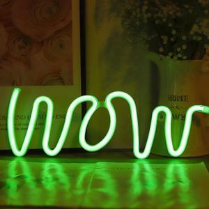 Wow vorm led neon licht muur opknoping bar atmosfeer lichten (groen licht)