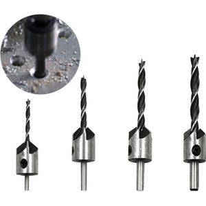 4 in 1 houtbewerking tegen zinken Afschuining driepuntige High-Speed stalen boor bits set  3-6mm