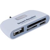 Micro SD  Micro USB-poort van Micro USB OTG Smartcard Reader Connection Kit met LED Indicator Light(White) + SD + USB 2.0