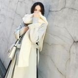 Grof wol gebreide warme sjaal vrouwen winter dikke effen kleur sjaal  lengte : 190 cm