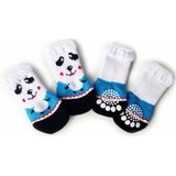 2 paar schattige puppy honden Pet gebreide anti-slip sokken (Panda)