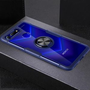 Krasbestendige TPU + Acryl Ring bracket Beschermhoes voor Huawei Honor View 20(Blauw)