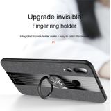 Voor Huawei Nova 4 XINLI stiksels doek Textue schokbestendig TPU beschermhoes met ring houder (blauw)