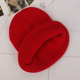 Eenvoudige effen kleur warme Pullover gebreide Cap voor mannen/vrouwen (wijn rood)