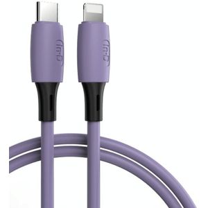 Enkay Hat-Prince Enk-CB209 PD 20W 3A Type-C tot 8 Pin Silicone Data Sync Fast Charging Cable  kabellengte: 1.2m (Paars)