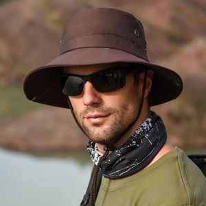 Outdoor Sun Hat Wandelen Grote Borst Ademend Sunscreen Fisherman Hat (Brown)
