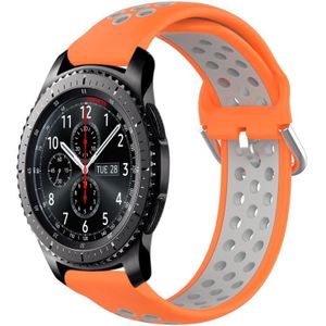 Voor Samsung Gear S3 Frontier 22 mm geperforeerde ademende sport siliconen horlogeband (oranje + grijs)