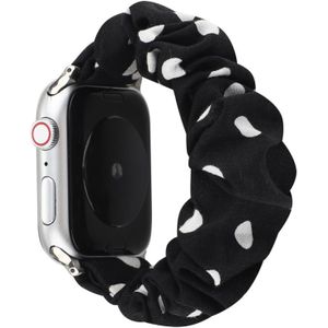 Voor Apple Watch Series 5 & 4 44mm / 3 & 2 & 1 42mm Cloth + Stainless Steel Hair Ring Watchband (Black Spot)