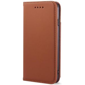 Voor iPhone 6 Plus / 6s Plus Sterk Magnetisme Schokbestendig horizontaal flip vloeistofgevoel gevoel lederen hoes met Holder & Card Slots & Wallet(Bruin)