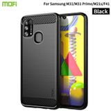 Voor Samsung Galaxy M31 / F41 / M21s / M31 Prime MOFI Gentleness Series Brushed Texture Carbon Fiber Soft TPU Case (Zwart)