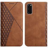 For Samsung Galaxy S20 Diamond Pattern Splicing Skin Feel Magnetic Horizontal Flip Leather Case with Card Slots & Holder & Wallet(Brown)