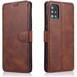 Voor Samsung Galaxy A71 Kalf texture Magnetic Buckle Horizontale Flip Lederen case met Houder & Card Slots & Wallet & Photo Frame(Koffie)