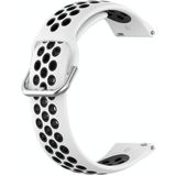 Voor Amazfit GTR 42MM 20mm geperforeerde ademende sport siliconen horlogeband (wit + zwart)