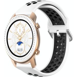 Voor Amazfit GTR 42MM 20mm geperforeerde ademende sport siliconen horlogeband (wit + zwart)