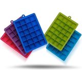 24 rasters siliconen Ice Cube Tray mallen vierkante vorm ijsblokjes Maker fruit popsicle ijs schimmel (Rose rood)