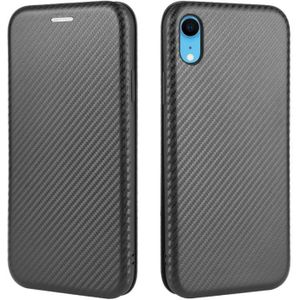 Voor iPhone XR Carbon Fiber Texture Magnetic Horizontal Flip TPU + PC + PU Leather Case met kaartsleuf(Zwart)