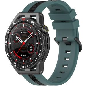 Voor Huawei Watch GT3 Pro 43 mm 20 mm verticale tweekleurige siliconen horlogeband (groen + zwart)