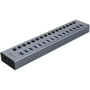 ORICO-BT2U3-16AB-GY-BP 16 poorten USB 3.0 HUB met individuele schakelaars (UK-stekker)