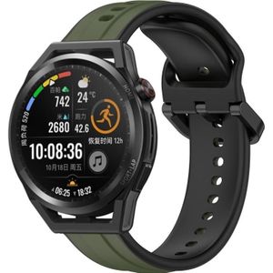 Voor Huawei Watch GT Runner 22 mm bolle lus tweekleurige siliconen horlogeband (donkergroen + zwart)
