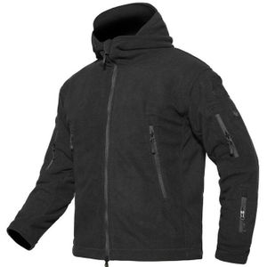 Fleece warme mannen thermische ademende capuchon jas (zwart)