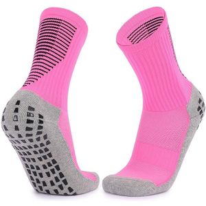 Volwassen dikke handdoek voetbal sokken antislip slijtvaste buis sokken  grootte: gratis grootte (roze zwart)