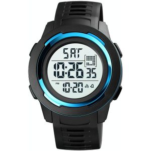 SKMEI 1731 triplicaat ronde wijzerplaat LED Dual Time Digital Display Lichtgevend elektronisch horloge (blauw en wit)