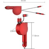 3 in 1 60W snel opladen dubbele kabel intrekbare autolader