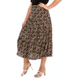 Dames Plus Size Elastic Taille Floral Midi Rok (Kleur: Roze Bloemen Maat: L)