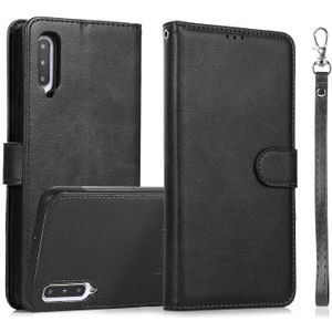 For Samsung Galaxy A50 Calf Texture 2 in 1 Detachable Magnetic Back Cover Horizontal Flip Leather Case with Holder & Card Slots & Wallet & Photo Frame(Black)