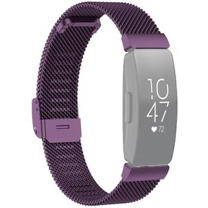 22mm Stainless Steel Metal Mesh Polsband horlogeband voor Fitbit Inspire / Inspire HR / Ace 2 (Donkerpaars)