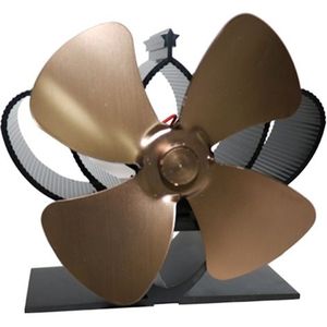 YL201 4-Blade hoge temperatuur metalen warmte aangedreven open haard kachel ventilator (brons)