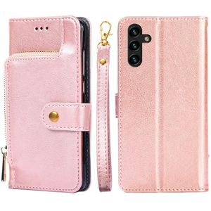 Voor Samsung Galaxy A13 5G Zipper Bag PU + TPU Horizontale Flip Lederen Case Met Houder & Card Slot & Portemonnee & Lanyard (Rose Gold)