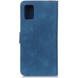 Voor Samsung Galaxy A02s (164mm Amerikaanse versie) KHAZNEH Retro Texture PU + TPU Horizontale Flip Lederen Case met Houder & Kaart Slots & Portemonnee (Blauw)