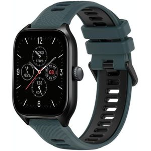 Voor Amazfit GTS 4 20 mm sport tweekleurige siliconen horlogeband (olijfgroen + zwart)