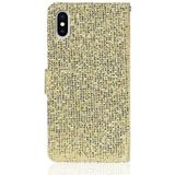 For iPhone XS  Max Glitter Powder Horizontal Flip Leather Case with Card Slots & Holder & Lanyard(Gold)