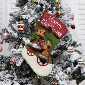 CX192019 Elandenpatroon Kerstsok Geschenktas Kerstboomhangerdecoratie