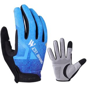 WEST BIKING YP0211216 Rijhandschoenen Fiets schokabsorptie touchscreen volledige vinger handschoen  maat: L (blauw)