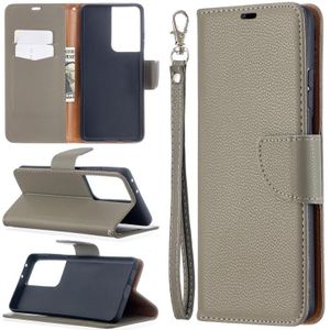 Voor Samsung Galaxy S30 Ultra Litchi Texture Pure Color Horizontale Flip Lederen case met Holder & Card Slots & Wallet & Lanyard(Grijs)