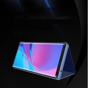 Voor Samsung Galaxy S20 FE 5G Plated Mirror Horizontale Flip Lederen case met houder (blauw)
